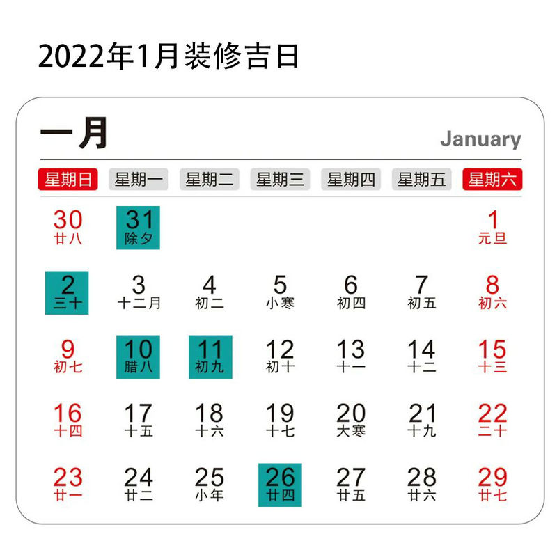 2022年裝修開工吉日 2022年裝修開工吉日