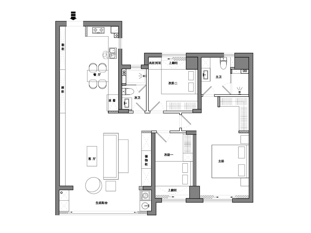 華僑城歡樂天際129平現(xiàn)代風(fēng)格裝修效果圖