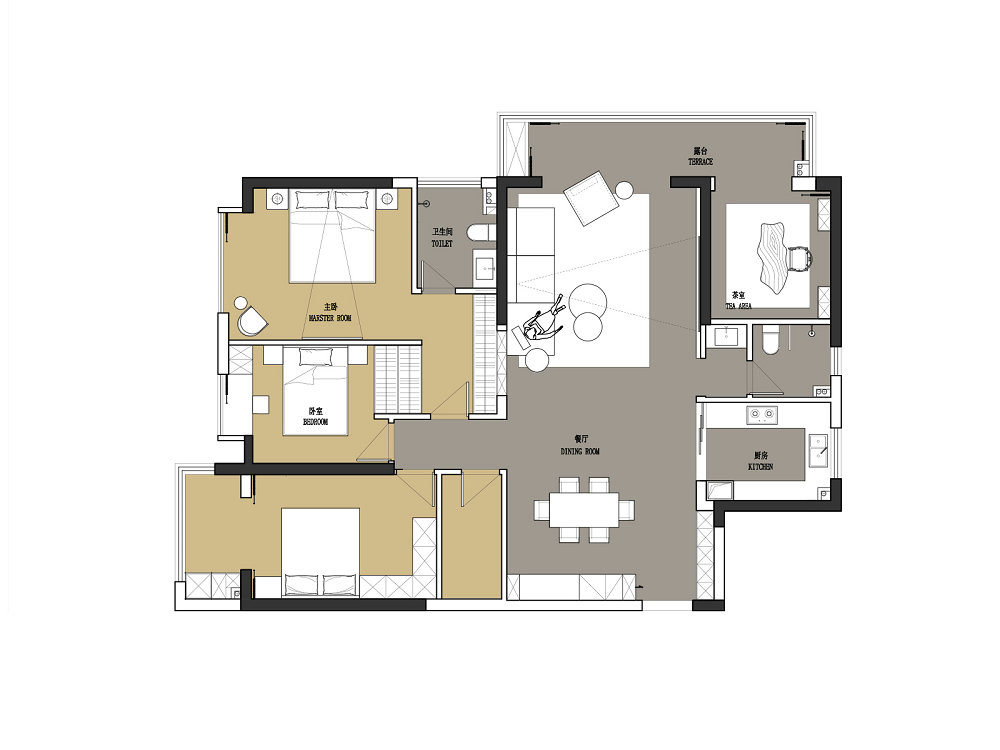 城投聯(lián)投江南岸177平現(xiàn)代風格裝修效果圖