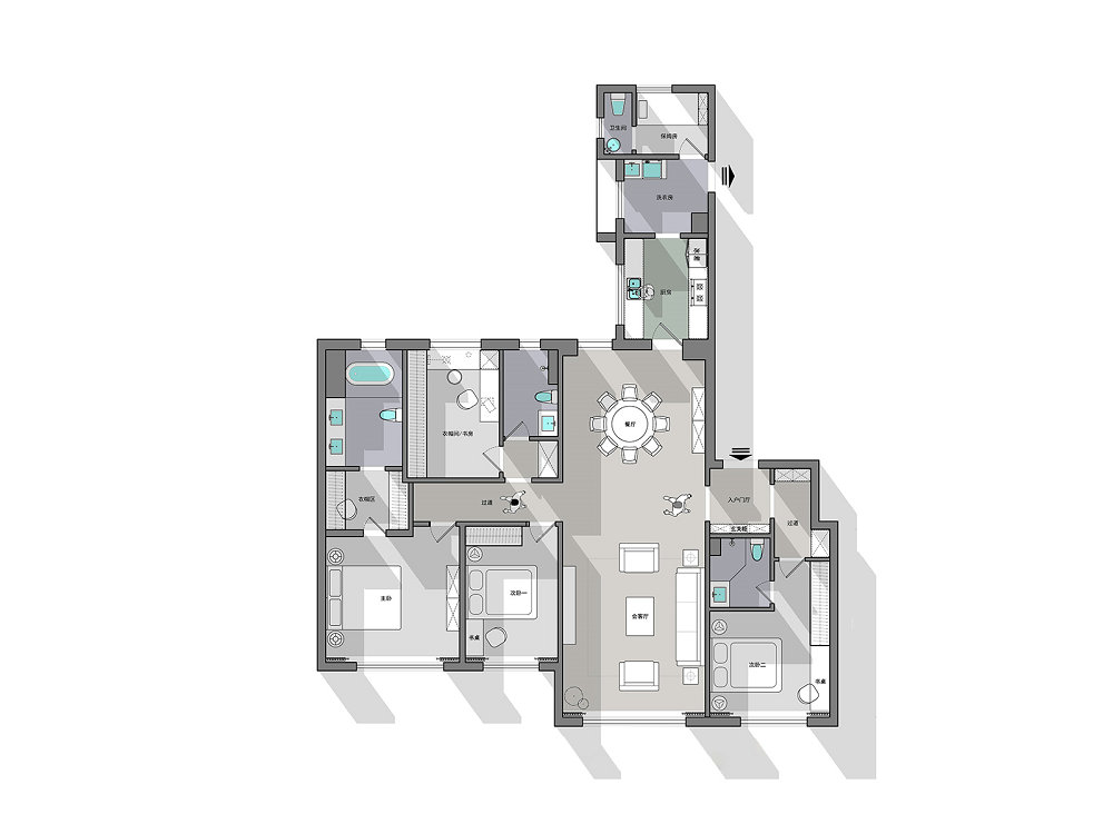 中海萬松九里270平港式輕奢風裝修效果圖