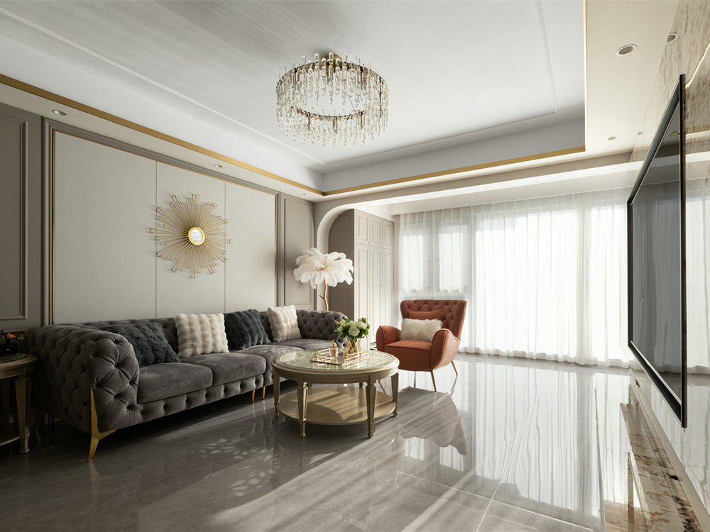 深業(yè)泰云府128平美式風格裝修效果圖