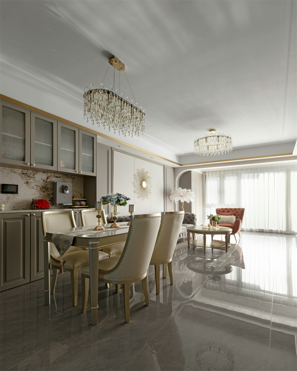 深業(yè)泰云府128平美式風格裝修效果圖