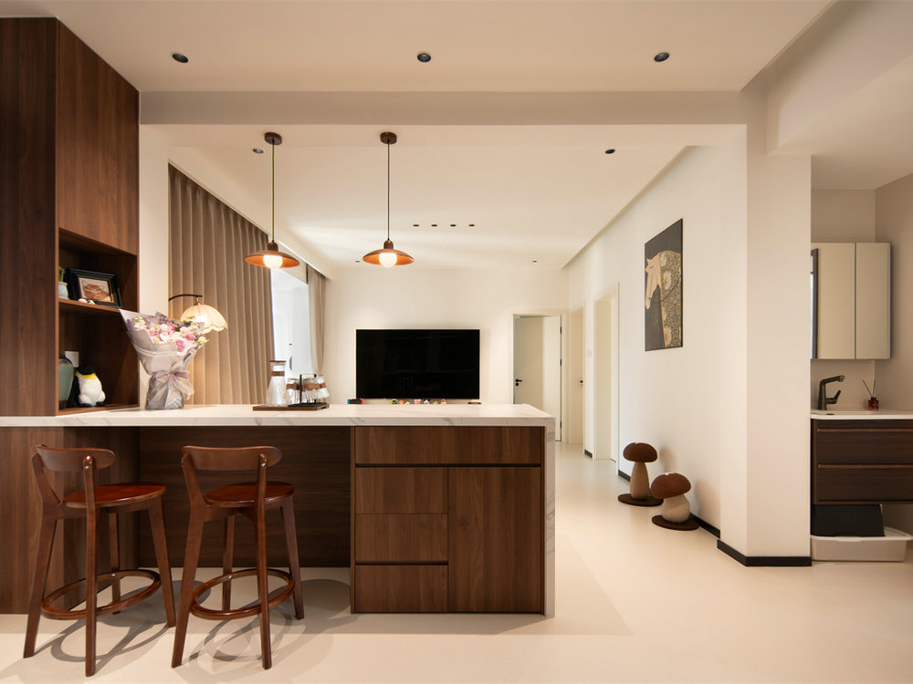 新長江香榭琴臺104平中古風格裝修效果圖