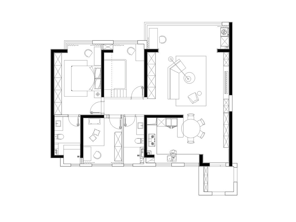 華僑城紅坊右岸140平法式香奈兒風(fēng)格裝修效果圖